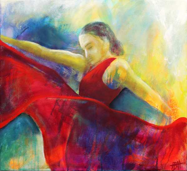 Danish Art. Oil painting of flamencodancer