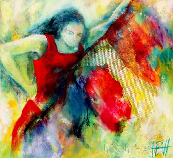 Flamenco dancer in mixed media